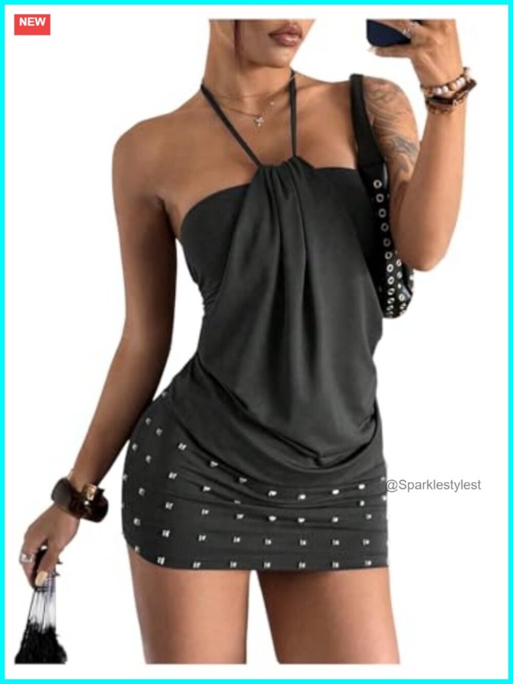 SweatyRocks Women's Y2k Grunge Halter Mini Dress Sexy Club Backless